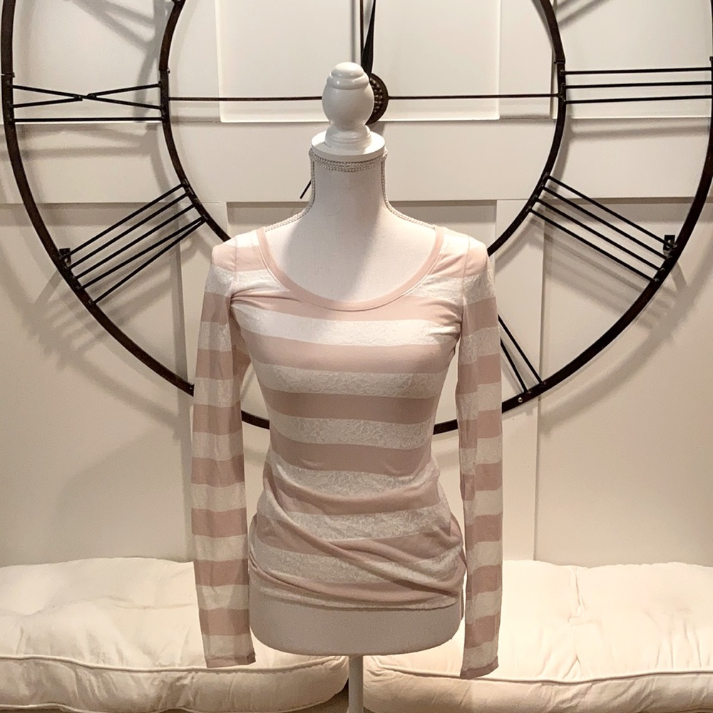 Light Pink Stripped Long-Sleeved T-Shirt